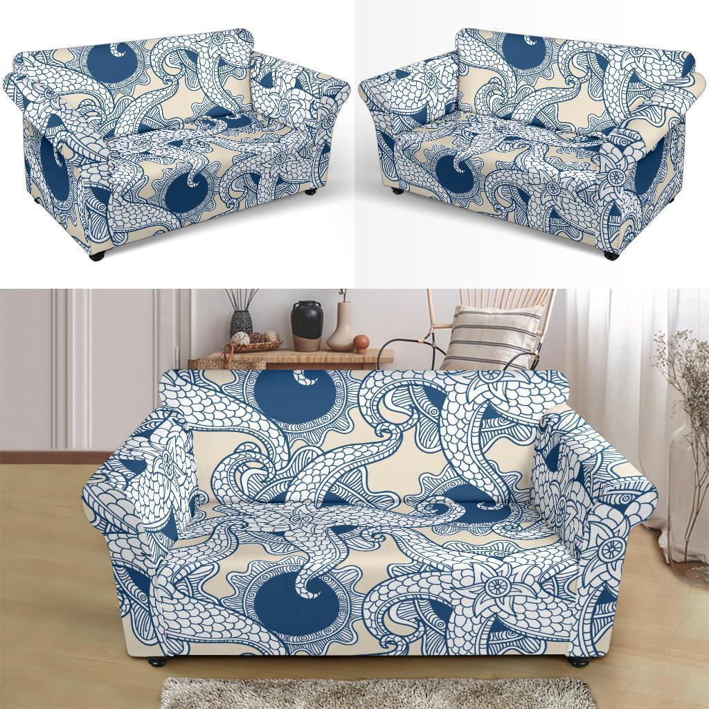 Ocean Octopus Pattern Print Loveseat Cover-grizzshop