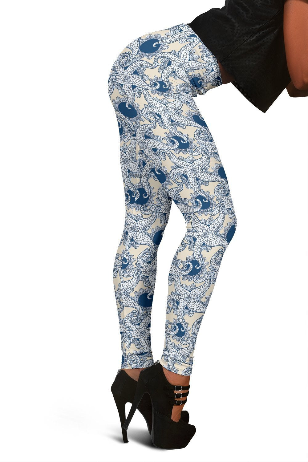 Ocean Octopus Pattern Print Women Leggings-grizzshop