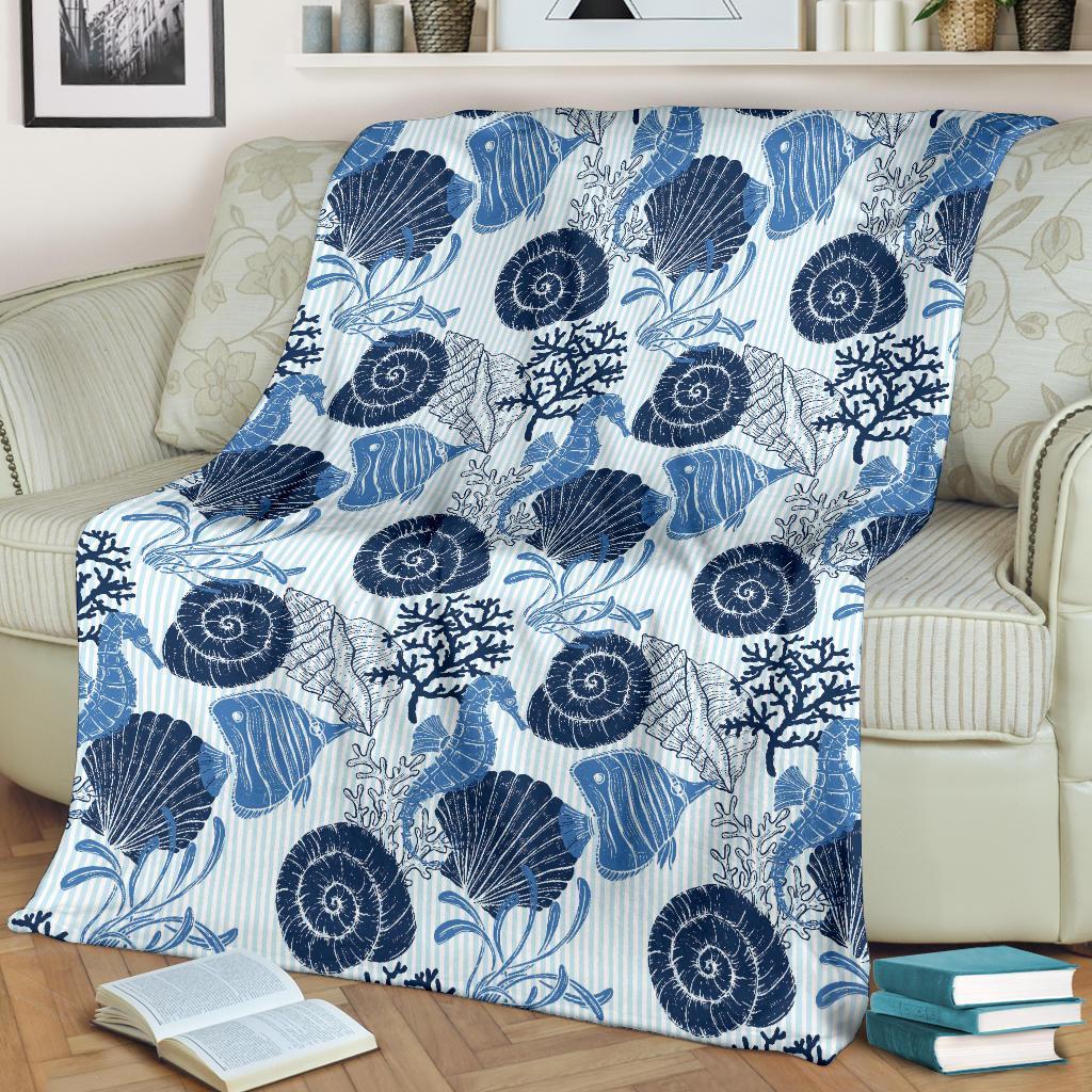 Ocean Pattern Print Blanket-grizzshop