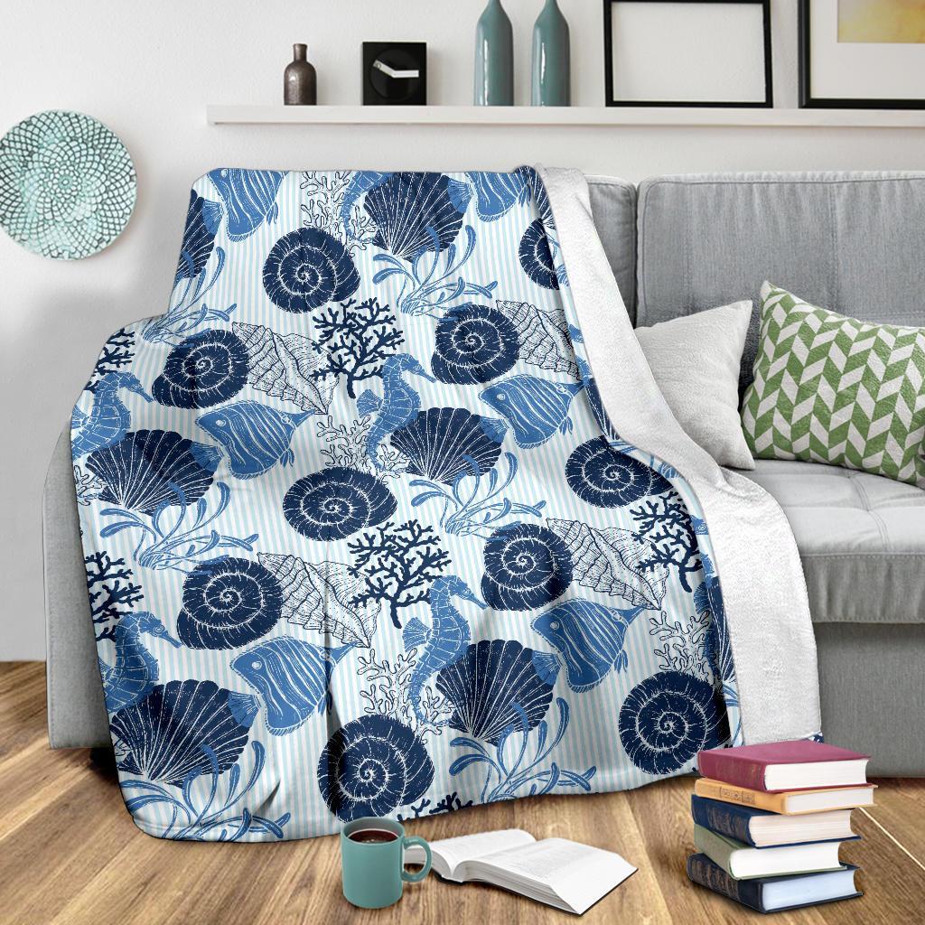 Ocean Pattern Print Blanket-grizzshop