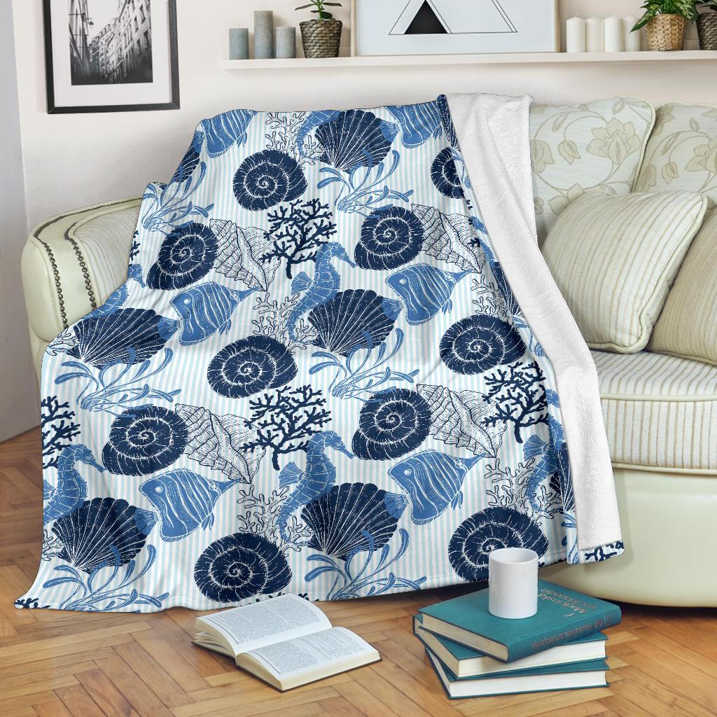 Ocean Pattern Print Blanket-grizzshop