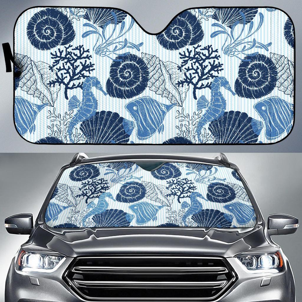 Ocean Pattern Print Car Sun Shade-grizzshop