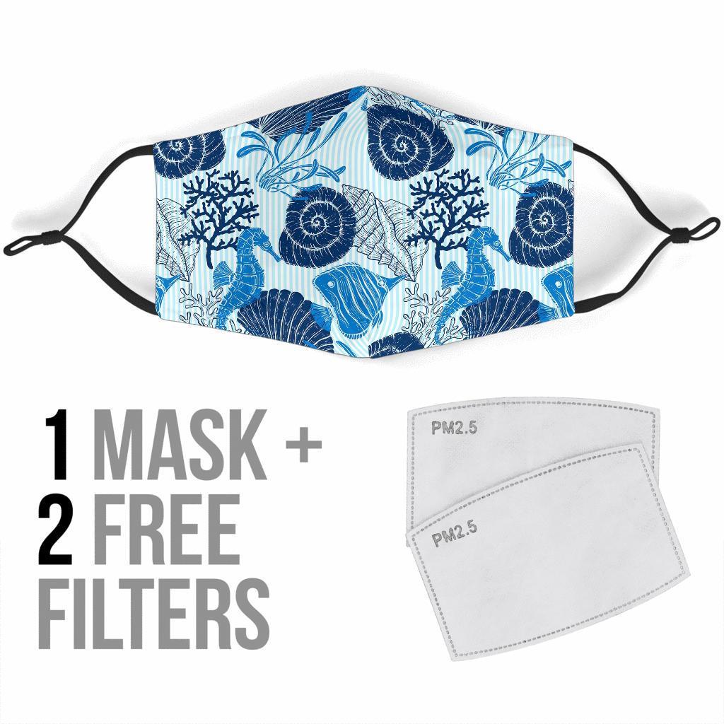 Ocean Pattern Print Face Mask-grizzshop