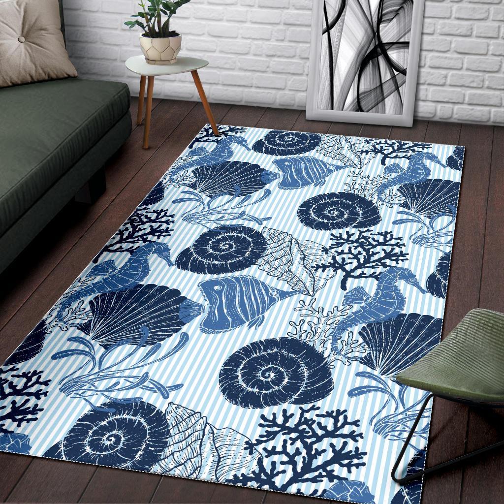 Ocean Pattern Print Floor Mat-grizzshop