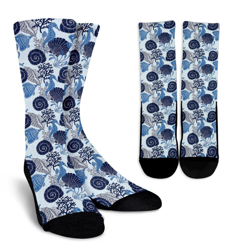 Ocean Pattern Print Unisex Crew Socks-grizzshop