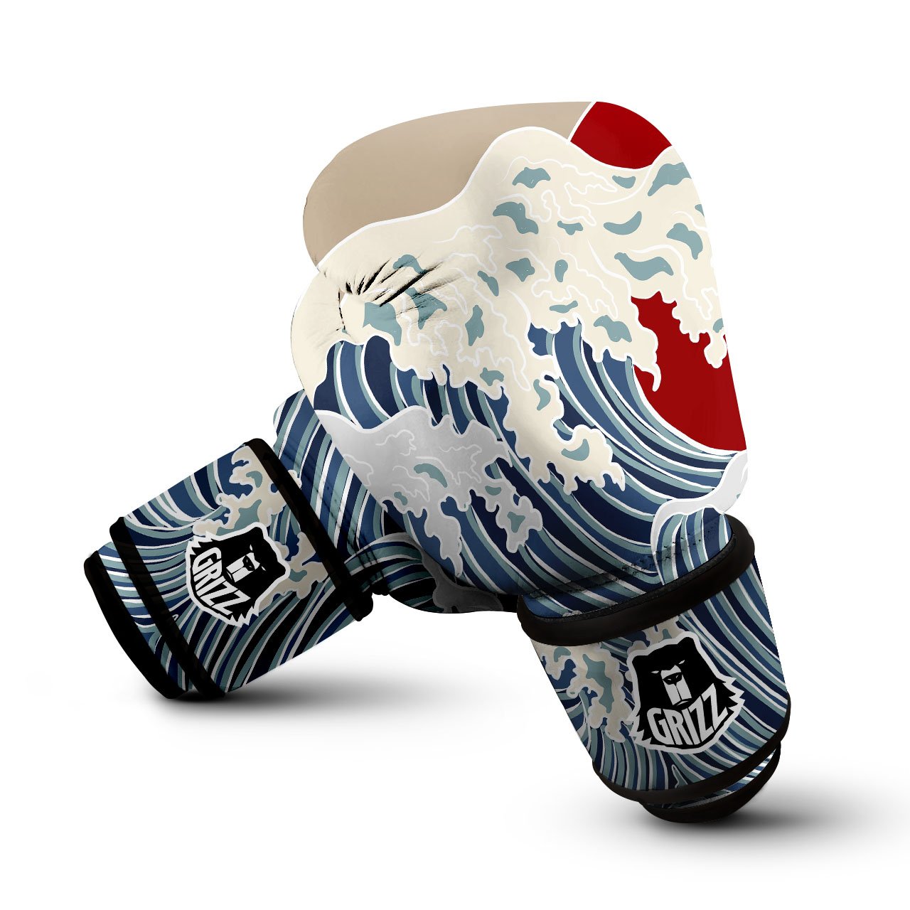 Ocean Wave Japanese Print Boxing Gloves-grizzshop