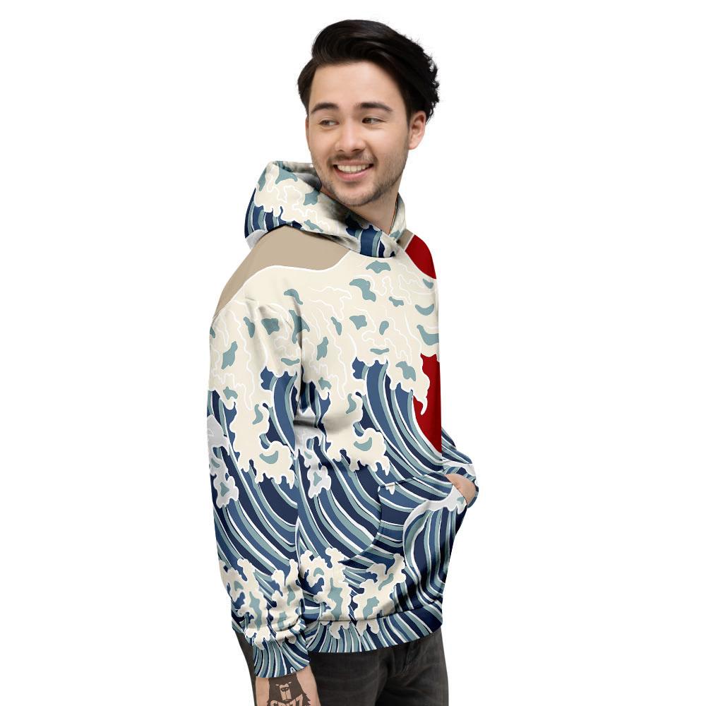 Ocean Wave Japanese Print Men's Hoodie-grizzshop