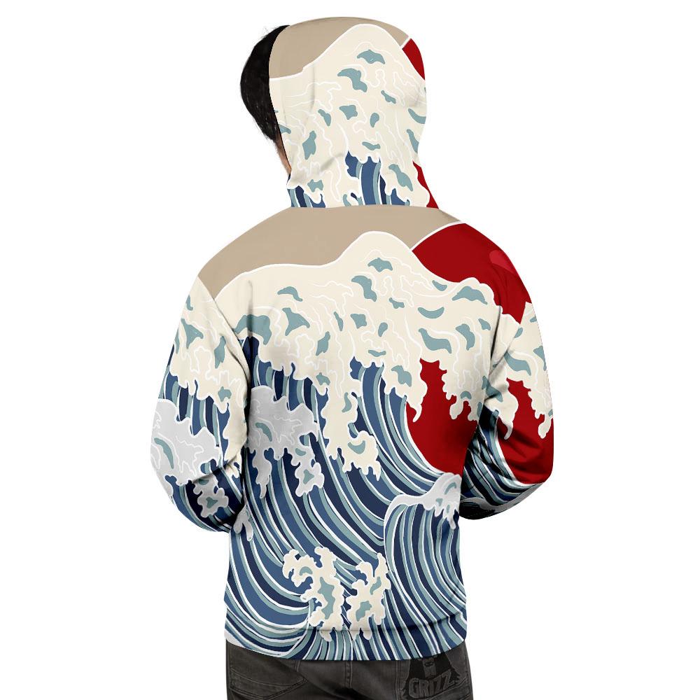 Ocean Wave Japanese Print Men's Hoodie-grizzshop