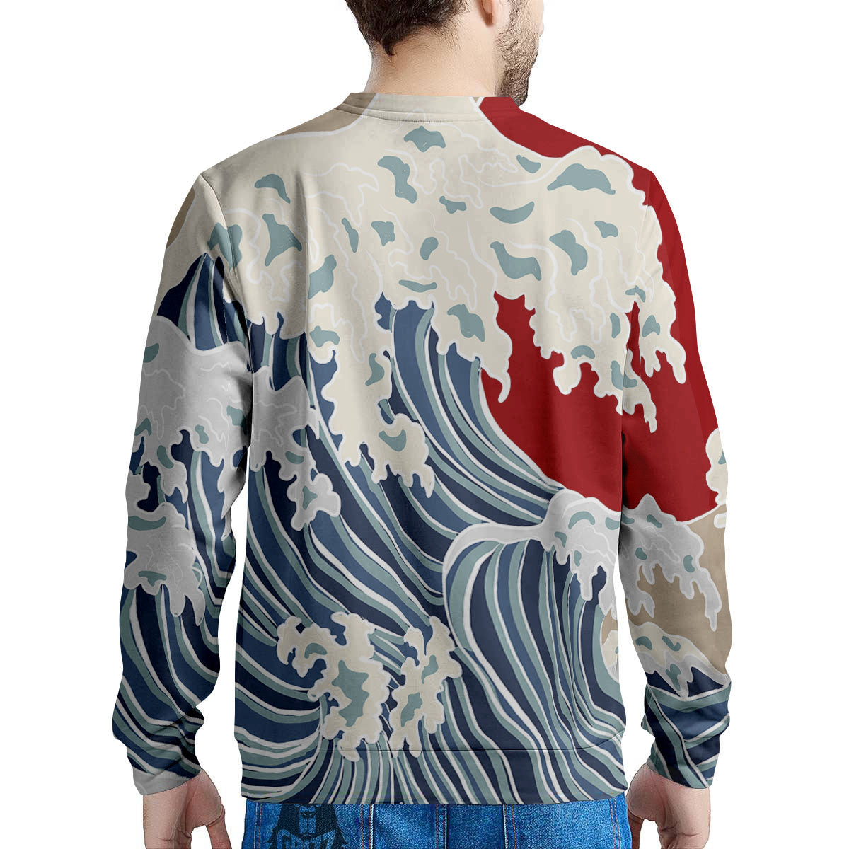 Ocean Wave Japanese Print Men's Sweatshirt-grizzshop