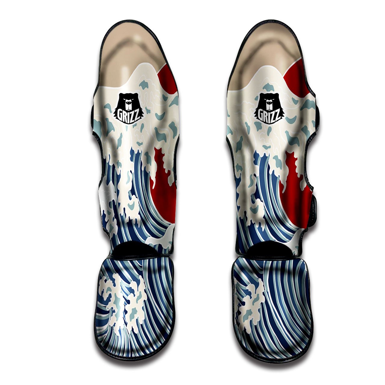 Ocean Wave Japanese Print Muay Thai Shin Guards-grizzshop