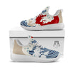 Ocean Wave Japanese Print White Athletic Shoes-grizzshop