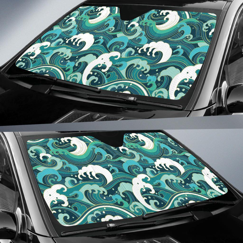 Ocean Wave Pattern Print Car Sun Shade-grizzshop