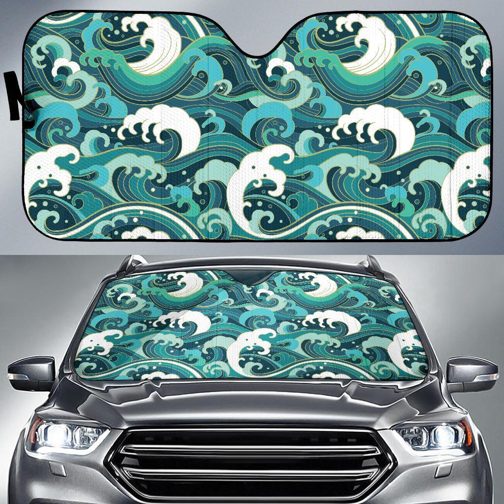 Ocean Wave Pattern Print Car Sun Shade-grizzshop