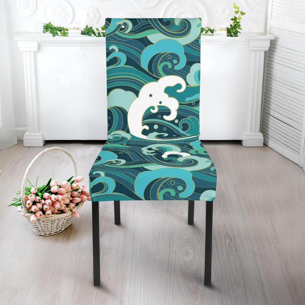 Ocean Wave Pattern Print Chair Cover-grizzshop