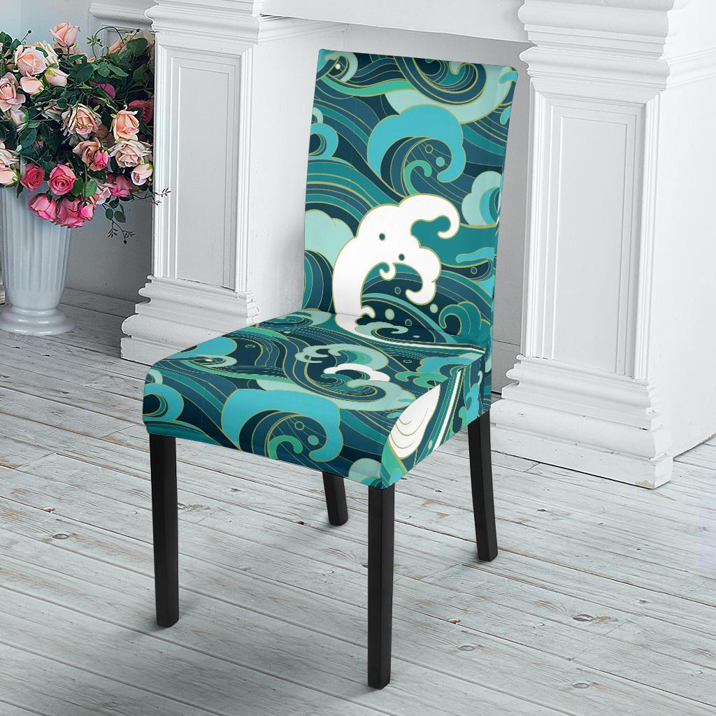 Ocean Wave Pattern Print Chair Cover-grizzshop