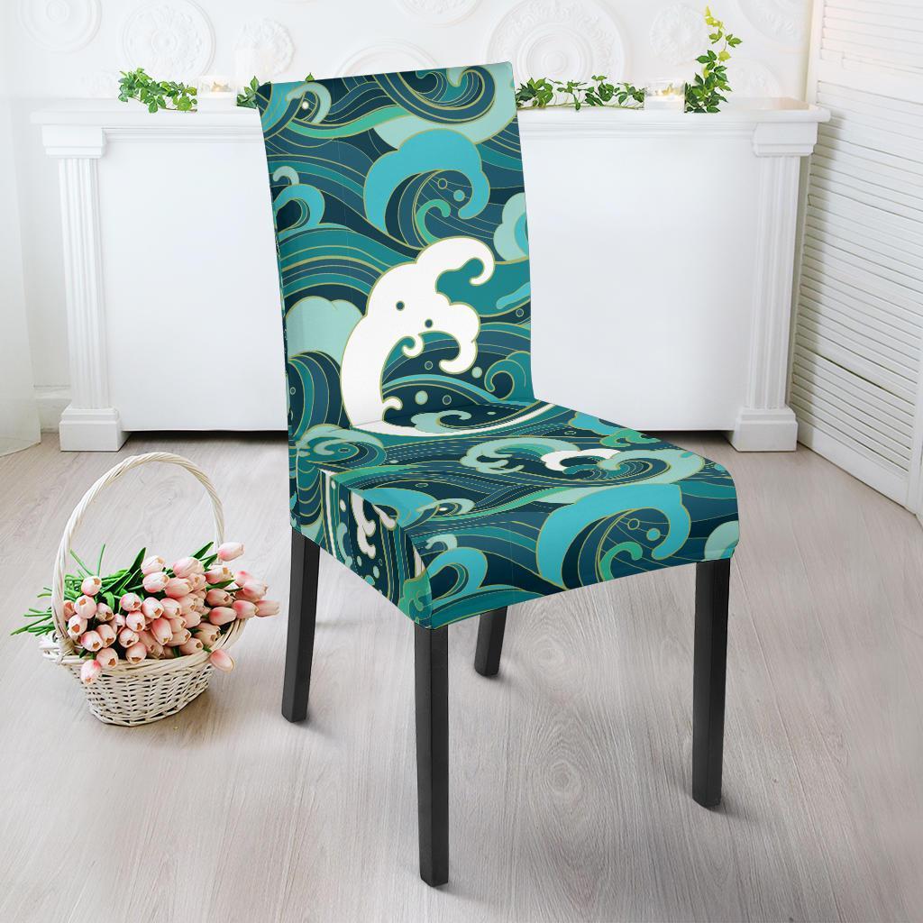 Ocean Wave Pattern Print Chair Cover-grizzshop