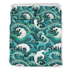 Ocean Wave Pattern Print Duvet Cover Bedding Set-grizzshop