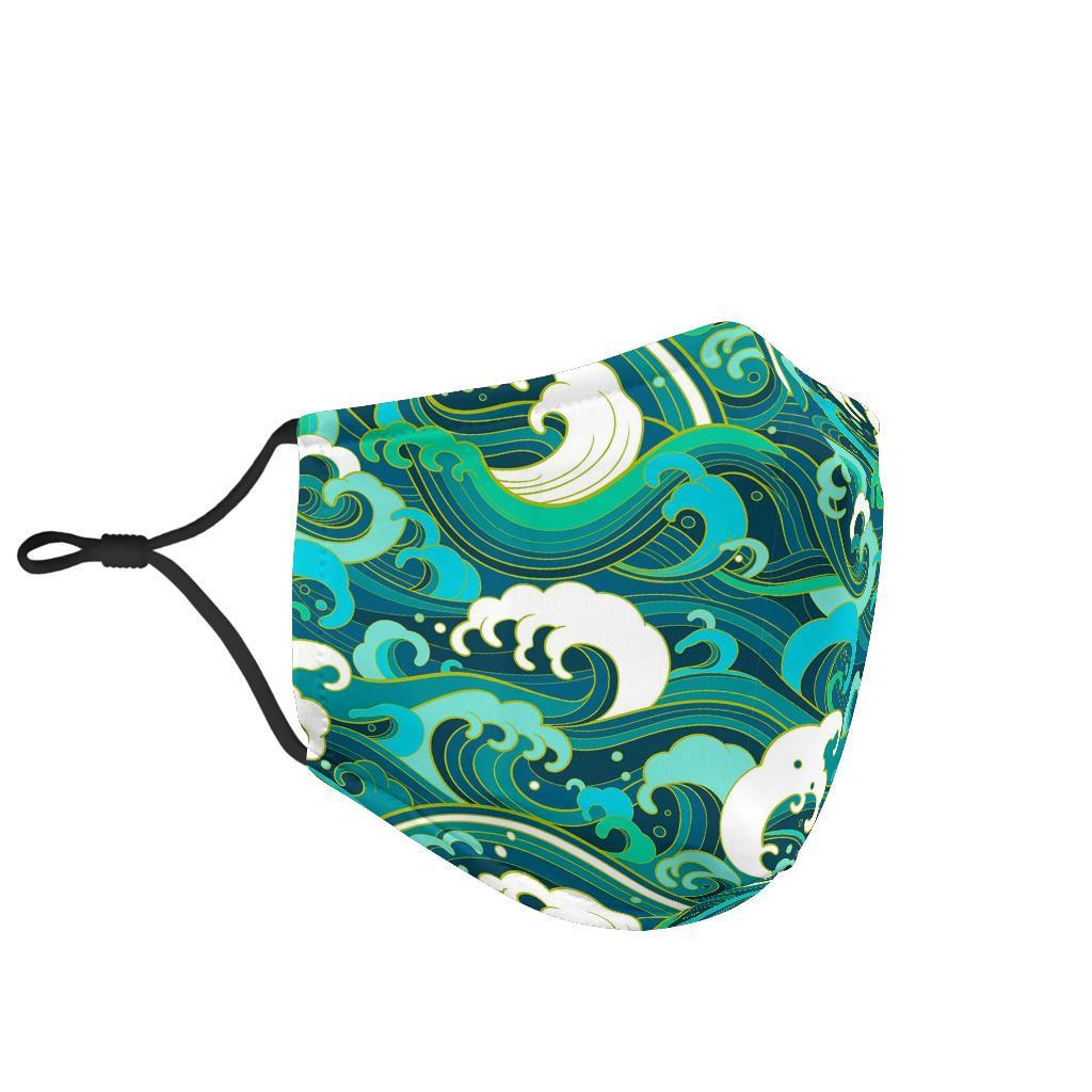 Ocean Wave Pattern Print Face Mask-grizzshop