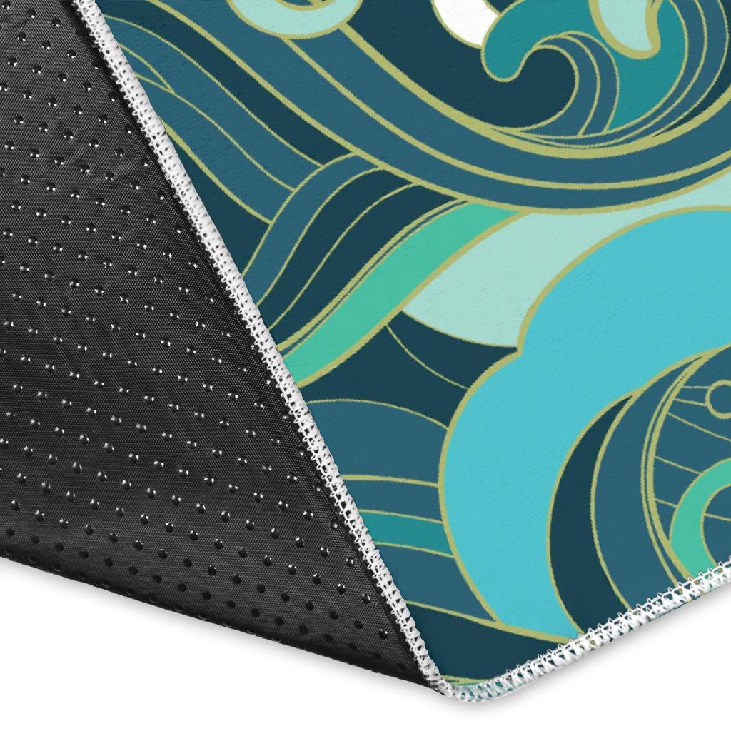 Ocean Wave Pattern Print Floor Mat-grizzshop