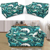 Ocean Wave Pattern Print Loveseat Cover-grizzshop