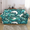 Ocean Wave Pattern Print Loveseat Cover-grizzshop