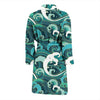 Ocean Wave Pattern Print Men Long Robe-grizzshop