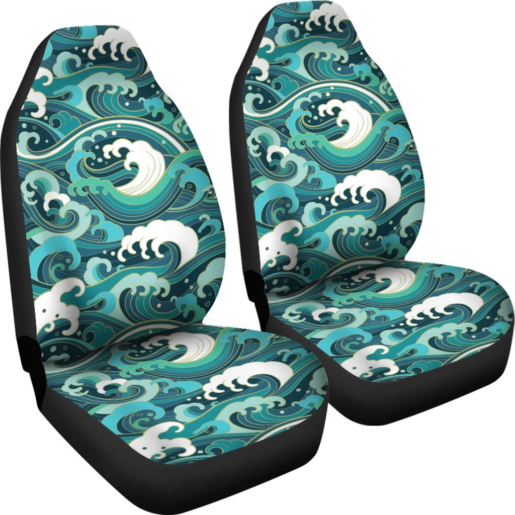 Ocean Wave Pattern Print Universal Fit Car Seat Cover-grizzshop