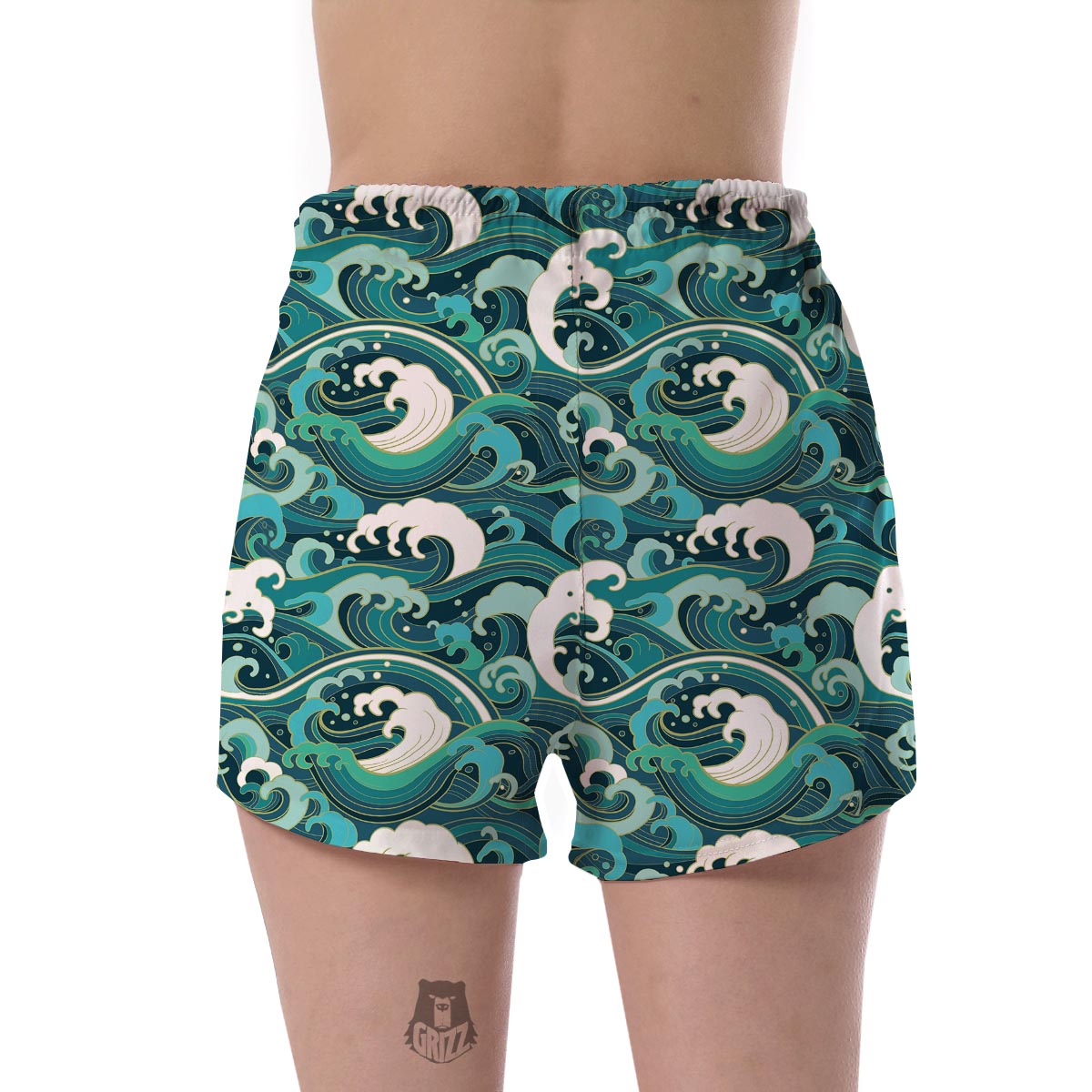 Ocean Wave Pattern Print Women's Shorts-grizzshop