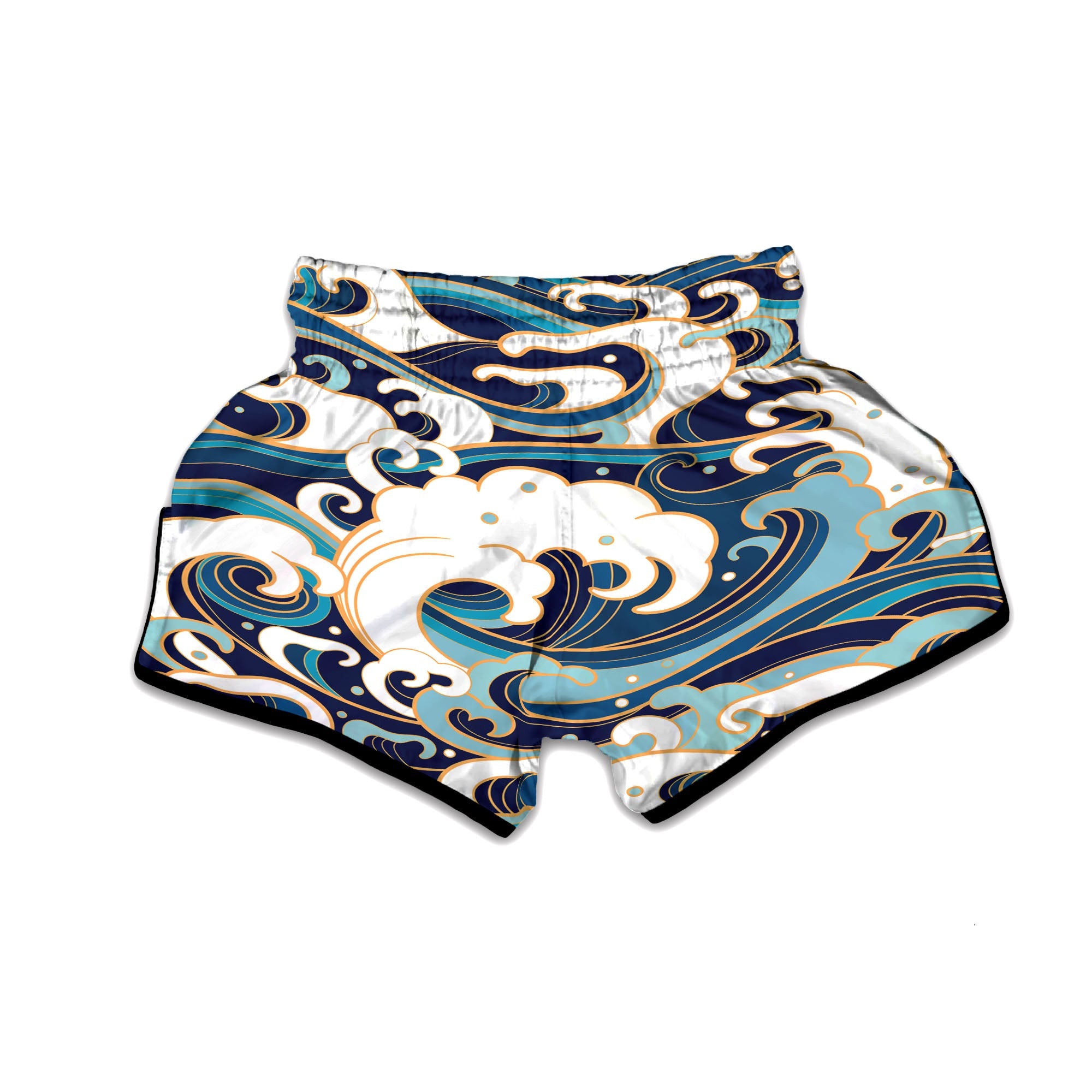 Ocean Wave Print Muay Thai Boxing Shorts-grizzshop