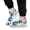 Ocean Wave Print White Athletic Shoes-grizzshop