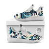 Ocean Wave Print White Athletic Shoes-grizzshop