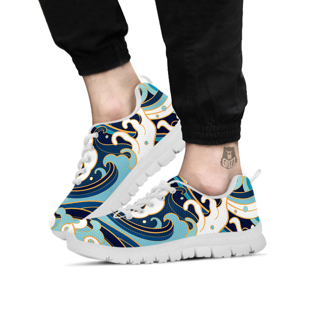 Ocean Wave Print White Sneaker-grizzshop