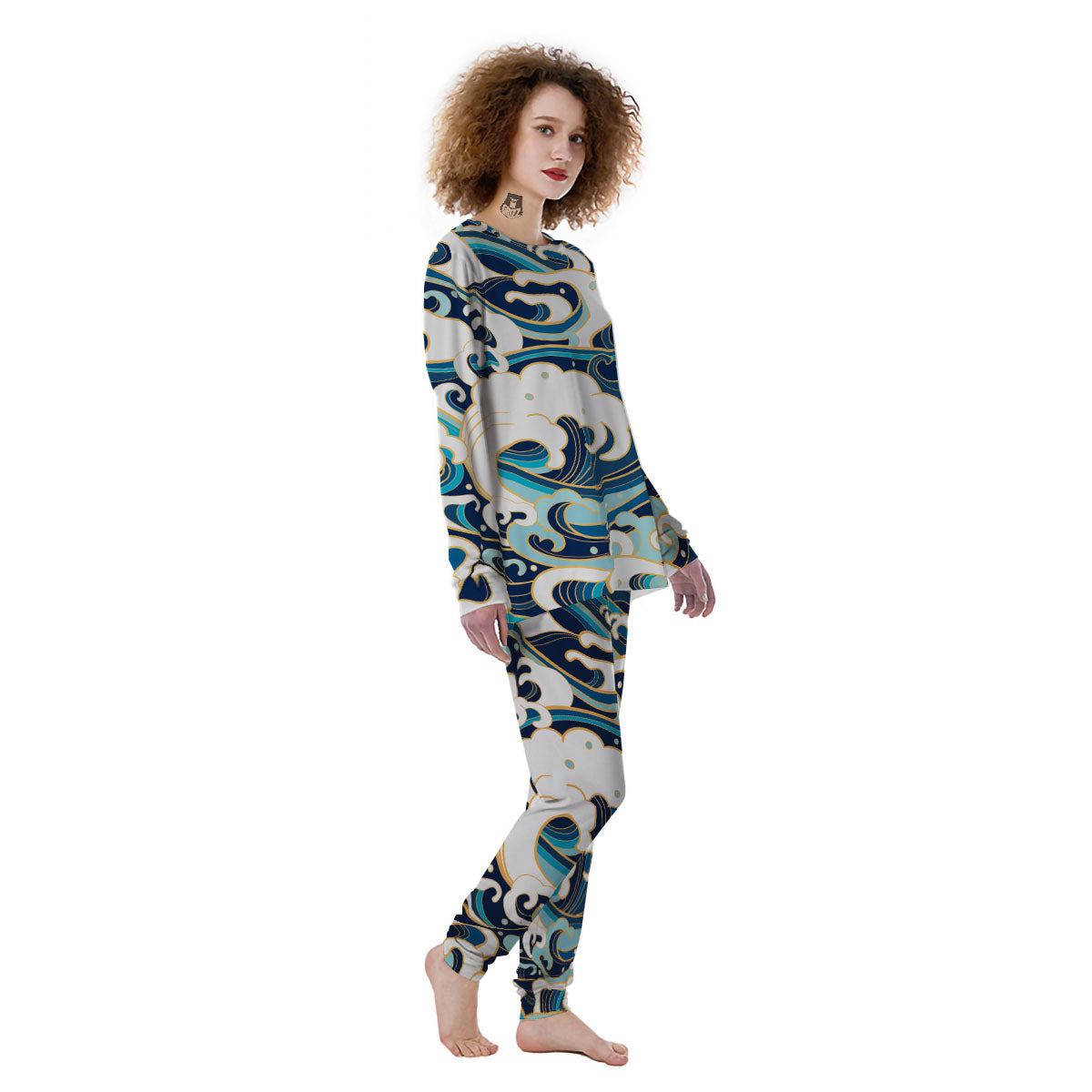 Ocean Wave Print Women's Pajamas-grizzshop