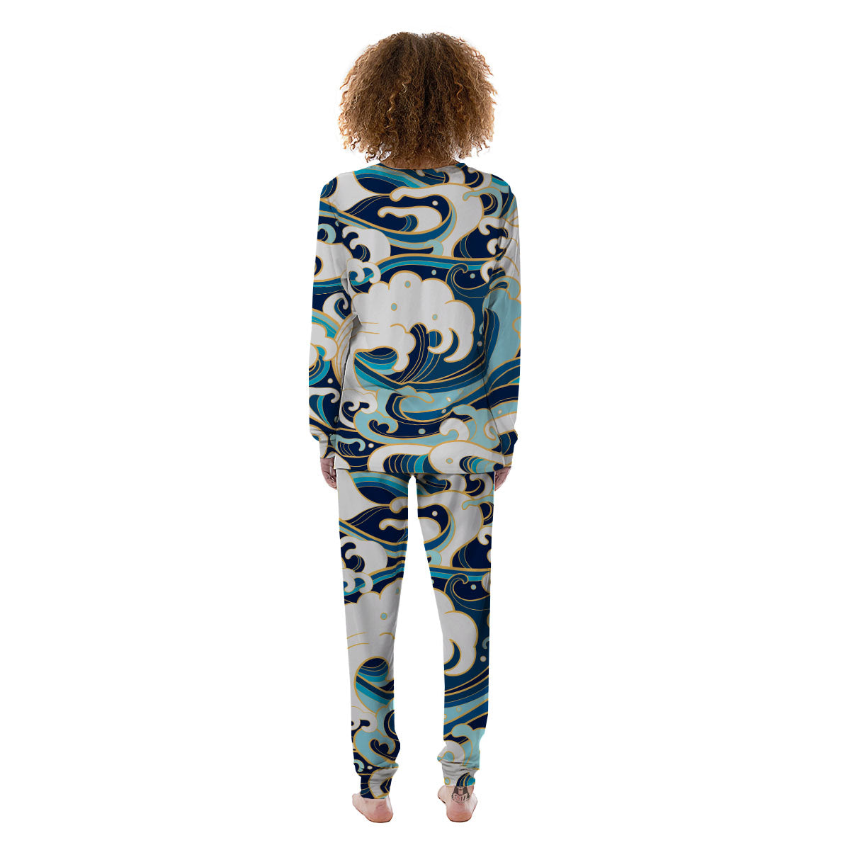 Ocean Wave Print Women's Pajamas-grizzshop