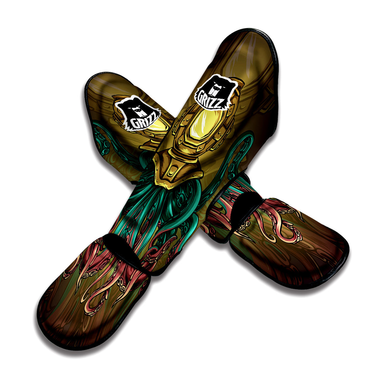 Octopus And Diving Helmet Print Muay Thai Shin Guards-grizzshop