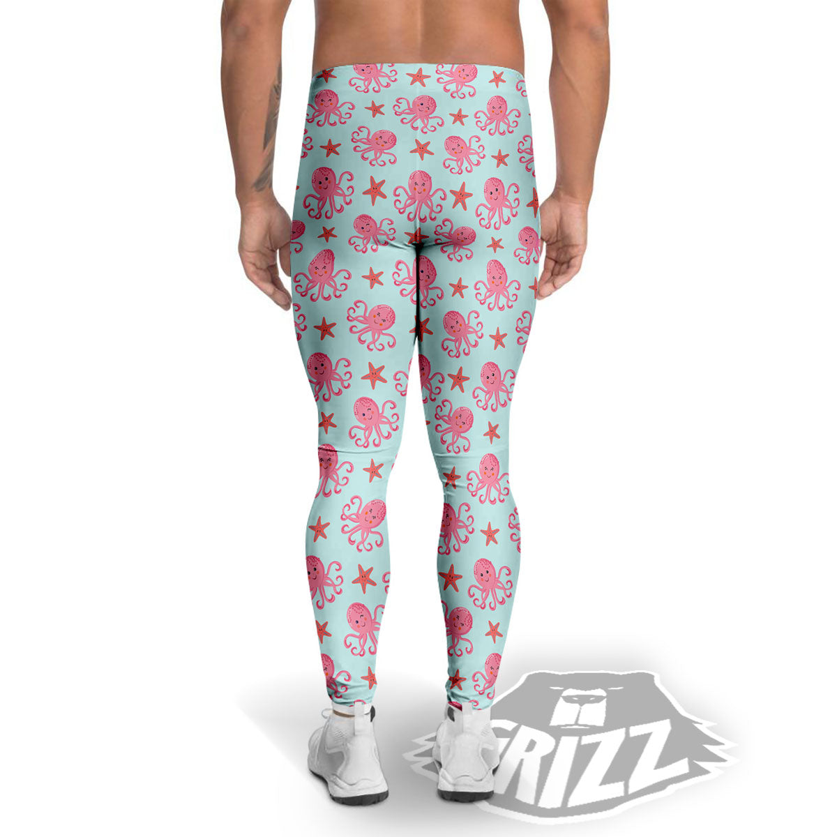 Octopus Cartoon Print Pattern Men's Leggings-grizzshop