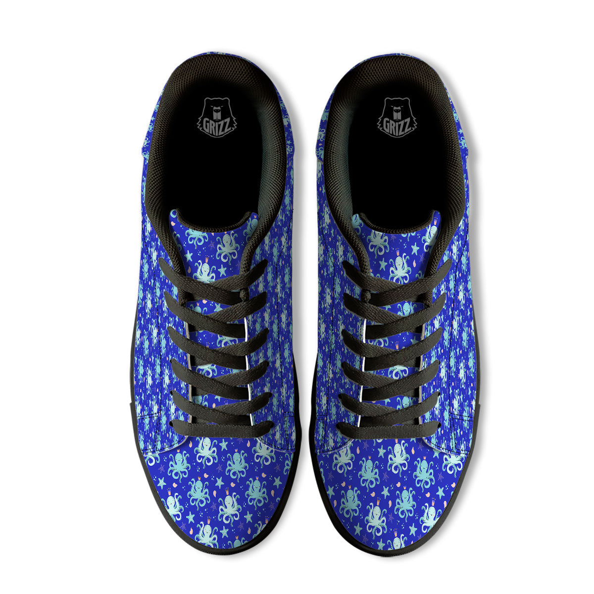 Octopus Cute Print Pattern Black Low Top Sneakers-grizzshop