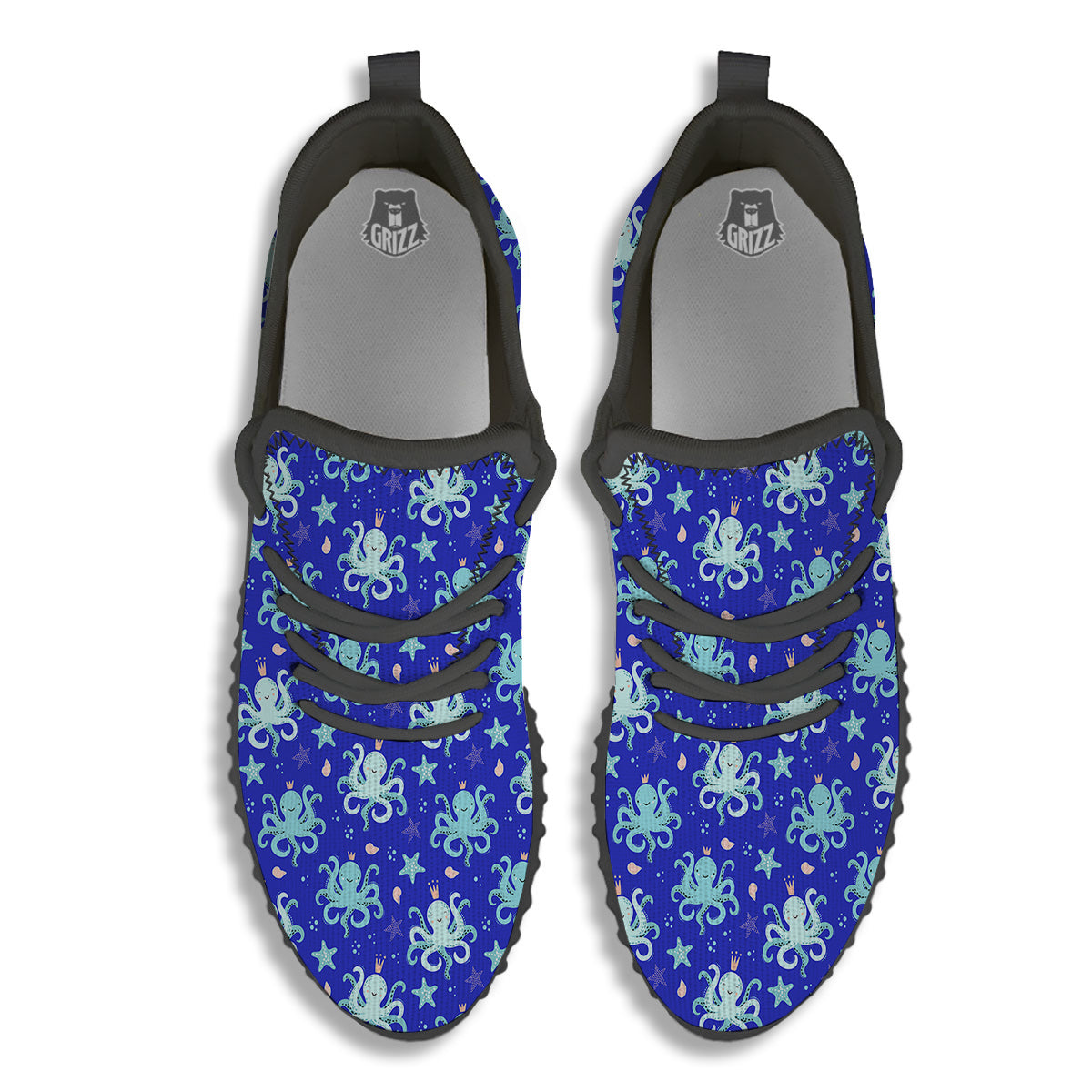 Octopus Cute Print Pattern Black Walking Shoes-grizzshop