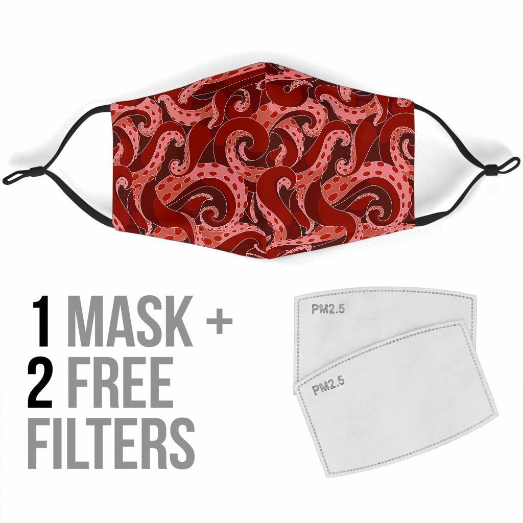 Octopus Squid Tentacle Pattern Print Face Mask-grizzshop