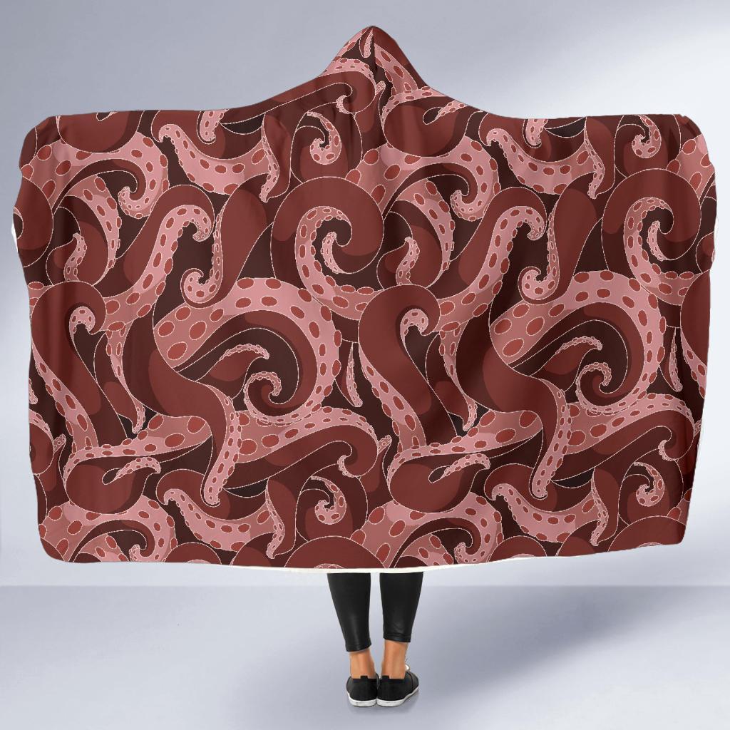 Octopus Squid Tentacle Pattern Print Hooded Blanket-grizzshop