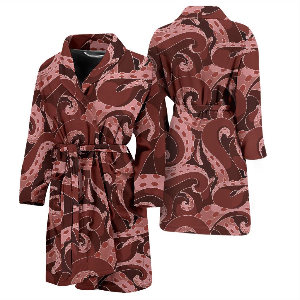 Octopus Squid Tentacle Pattern Print Men Long Robe-grizzshop