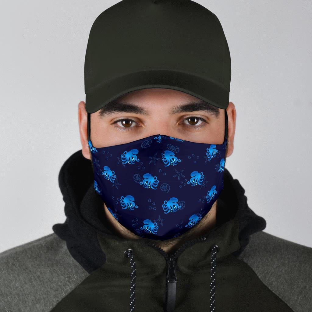 Octopus Squid Tentacle Print Pattern Face Mask-grizzshop