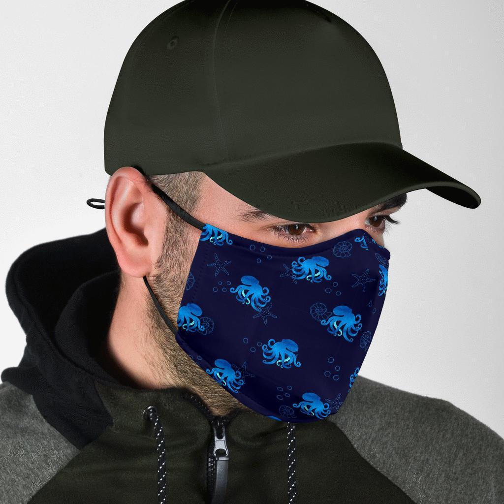 Octopus Squid Tentacle Print Pattern Face Mask-grizzshop