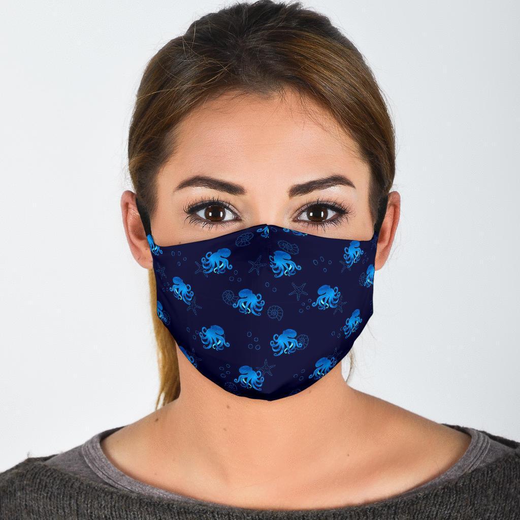 Octopus Squid Tentacle Print Pattern Face Mask-grizzshop