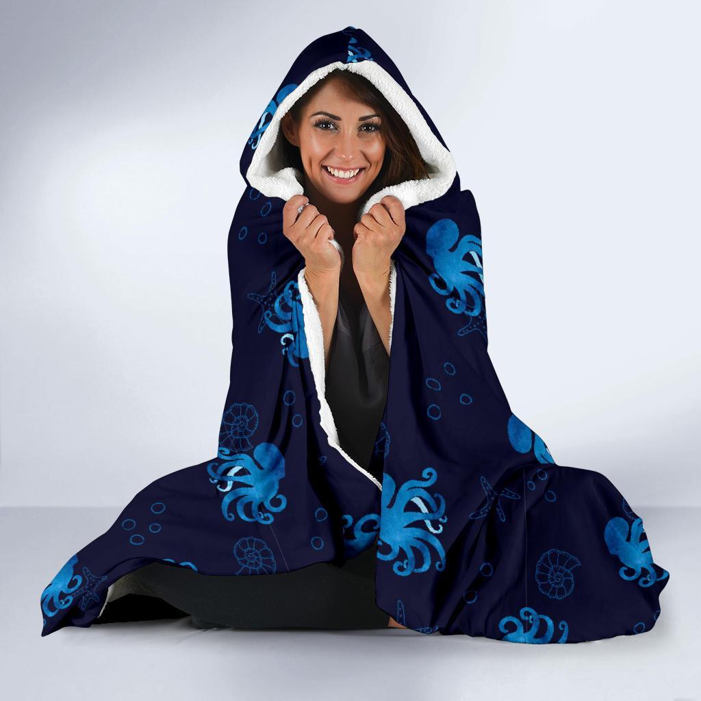 Octopus Squid Tentacle Print Pattern Hooded Blanket-grizzshop