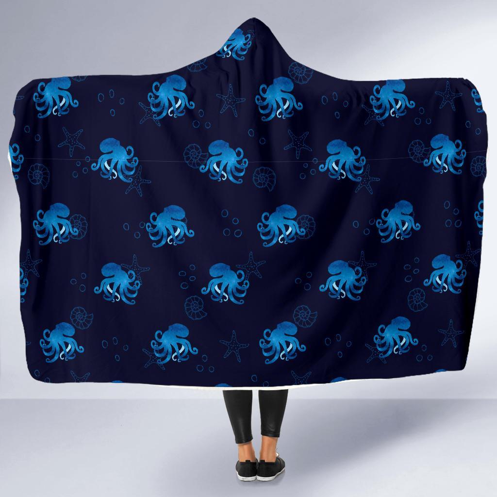 Octopus Squid Tentacle Print Pattern Hooded Blanket-grizzshop