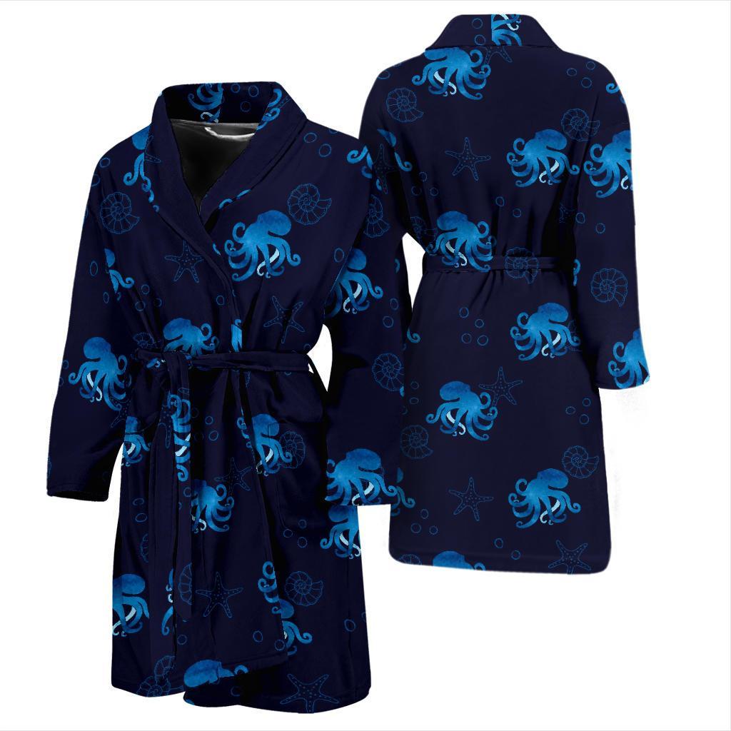 Octopus Squid Tentacle Print Pattern Men Long Robe-grizzshop