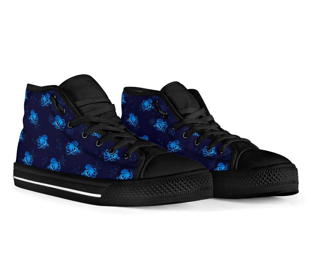 Octopus Squid Tentacle Print Pattern Men Women's High Top Shoes-grizzshop