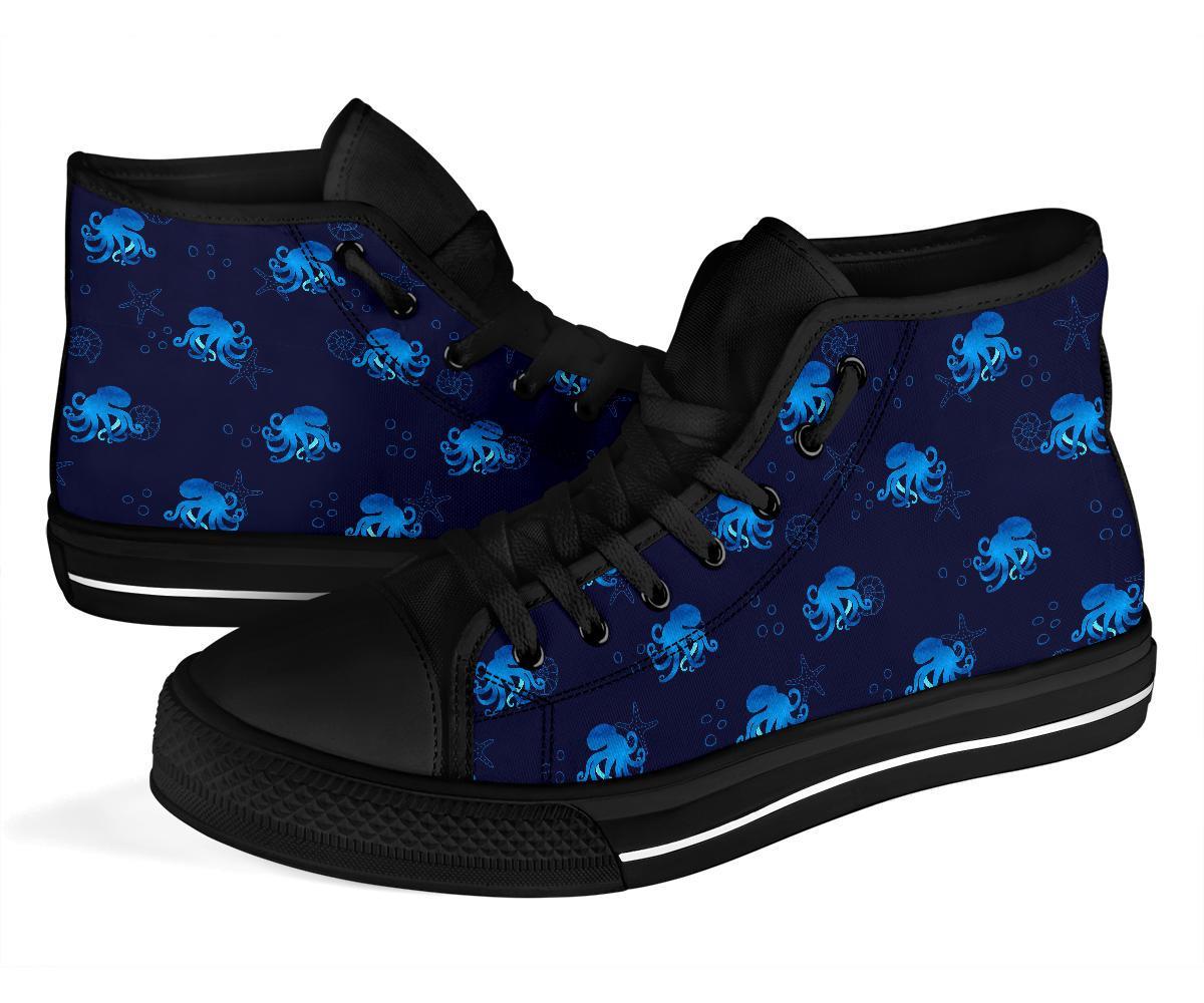 Octopus Squid Tentacle Print Pattern Men Women's High Top Shoes-grizzshop