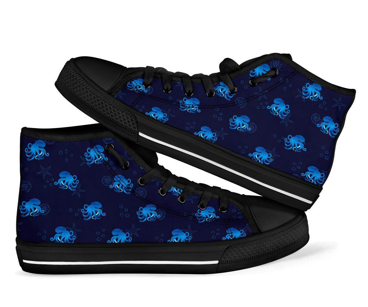 Octopus Squid Tentacle Print Pattern Men Women's High Top Shoes-grizzshop